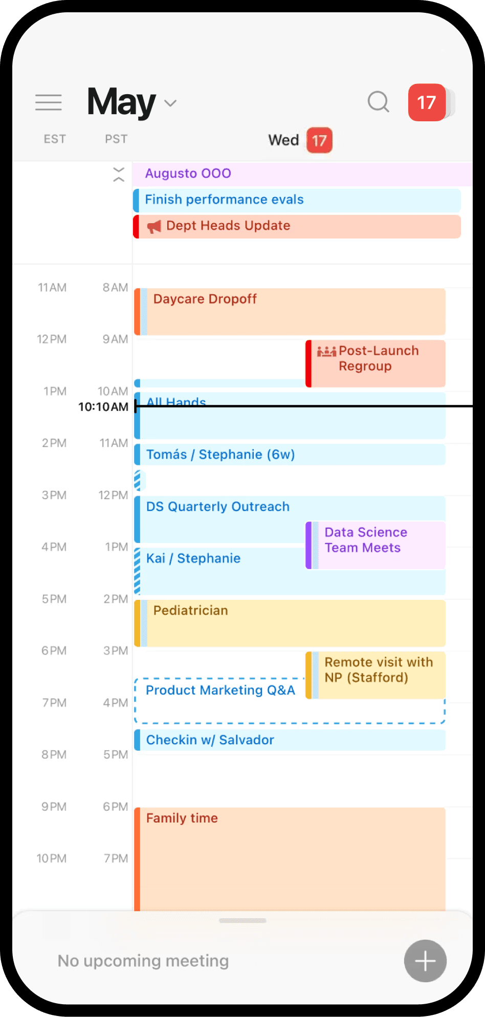 En skärmbild av Notion-kalender på mobilen