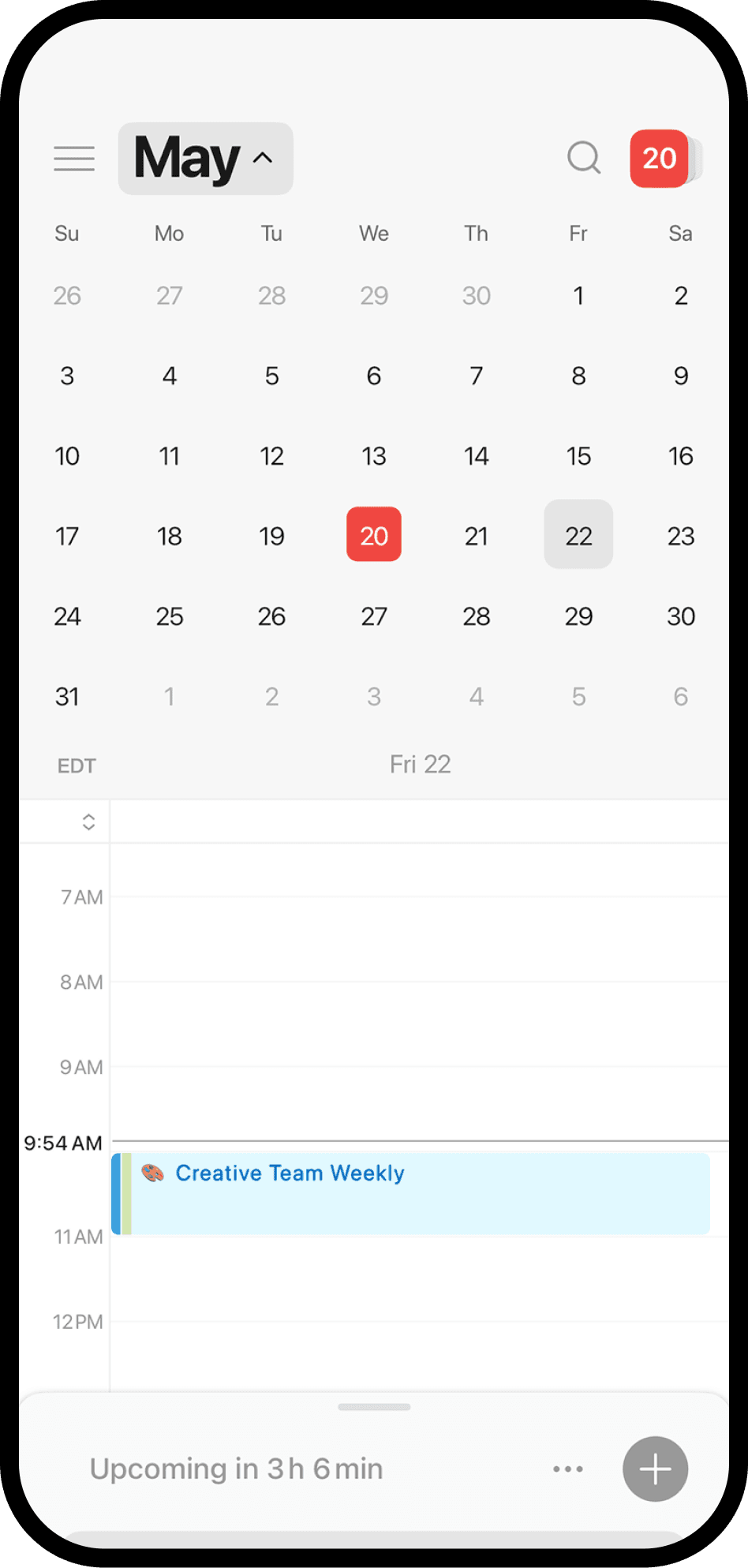 En skärmbild av Notion-kalender på mobilen