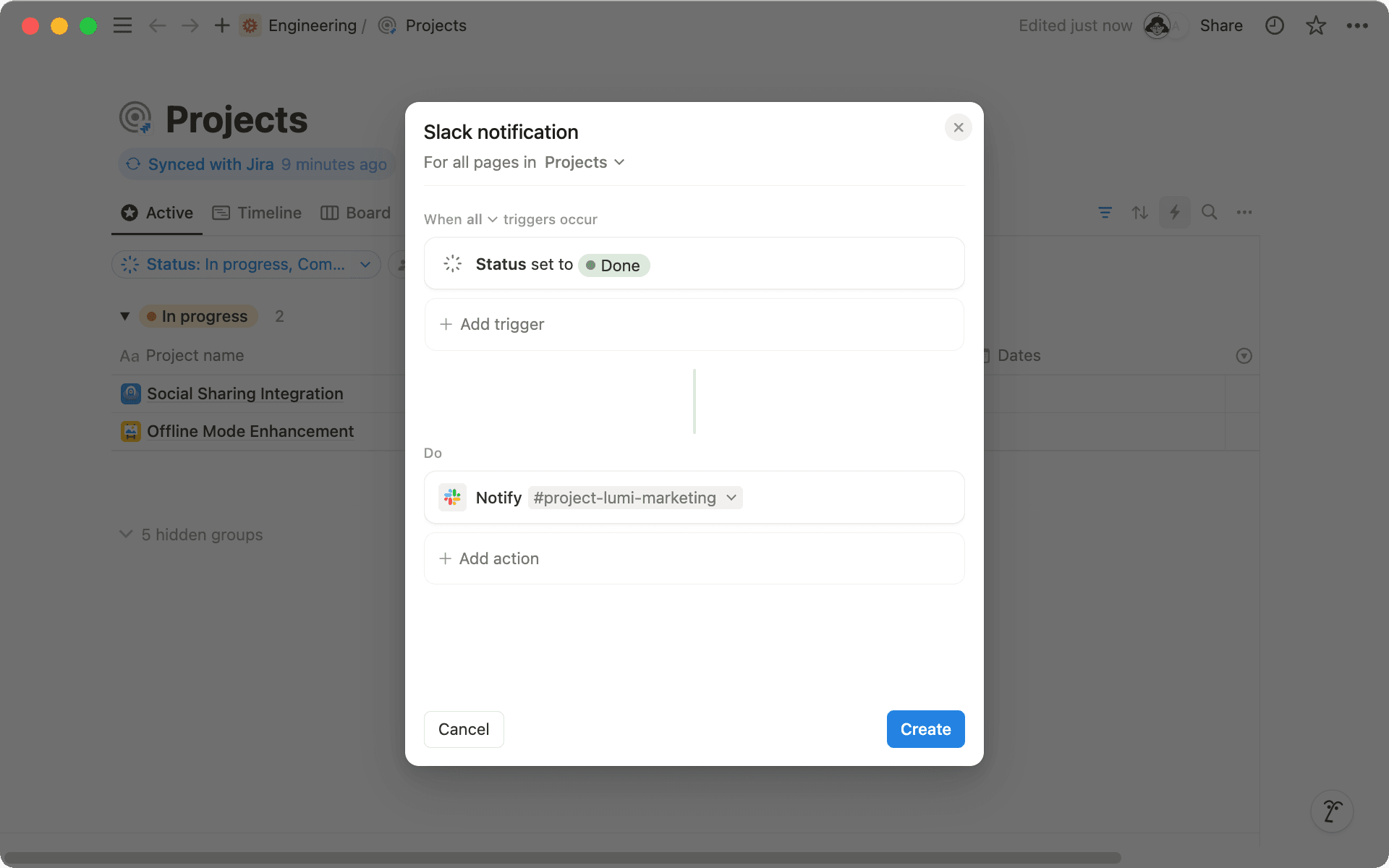 プロジェクトの完了時に通知を受け取るSlackチャンネルを選択します。