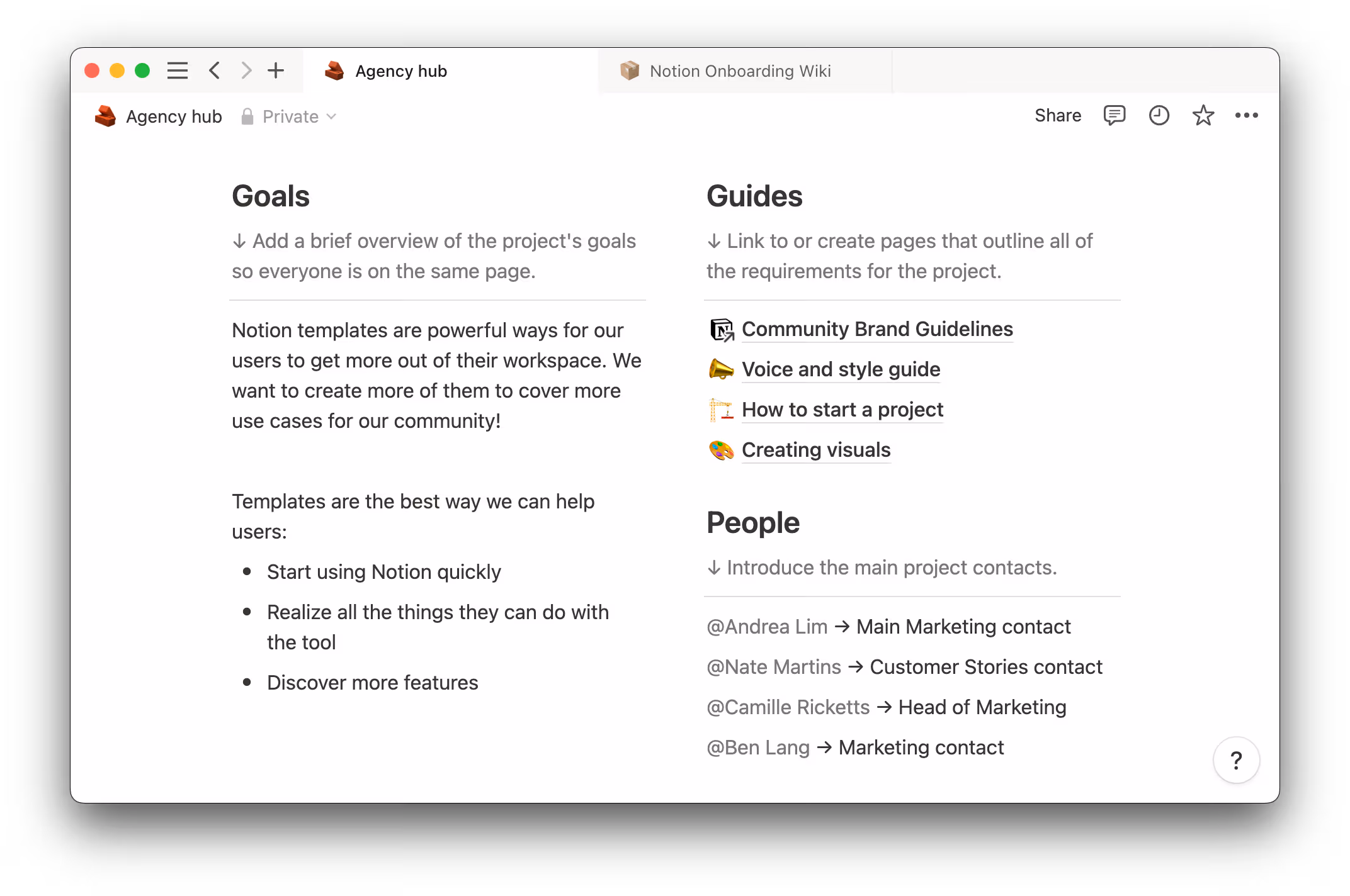 Notion Agency Hub template