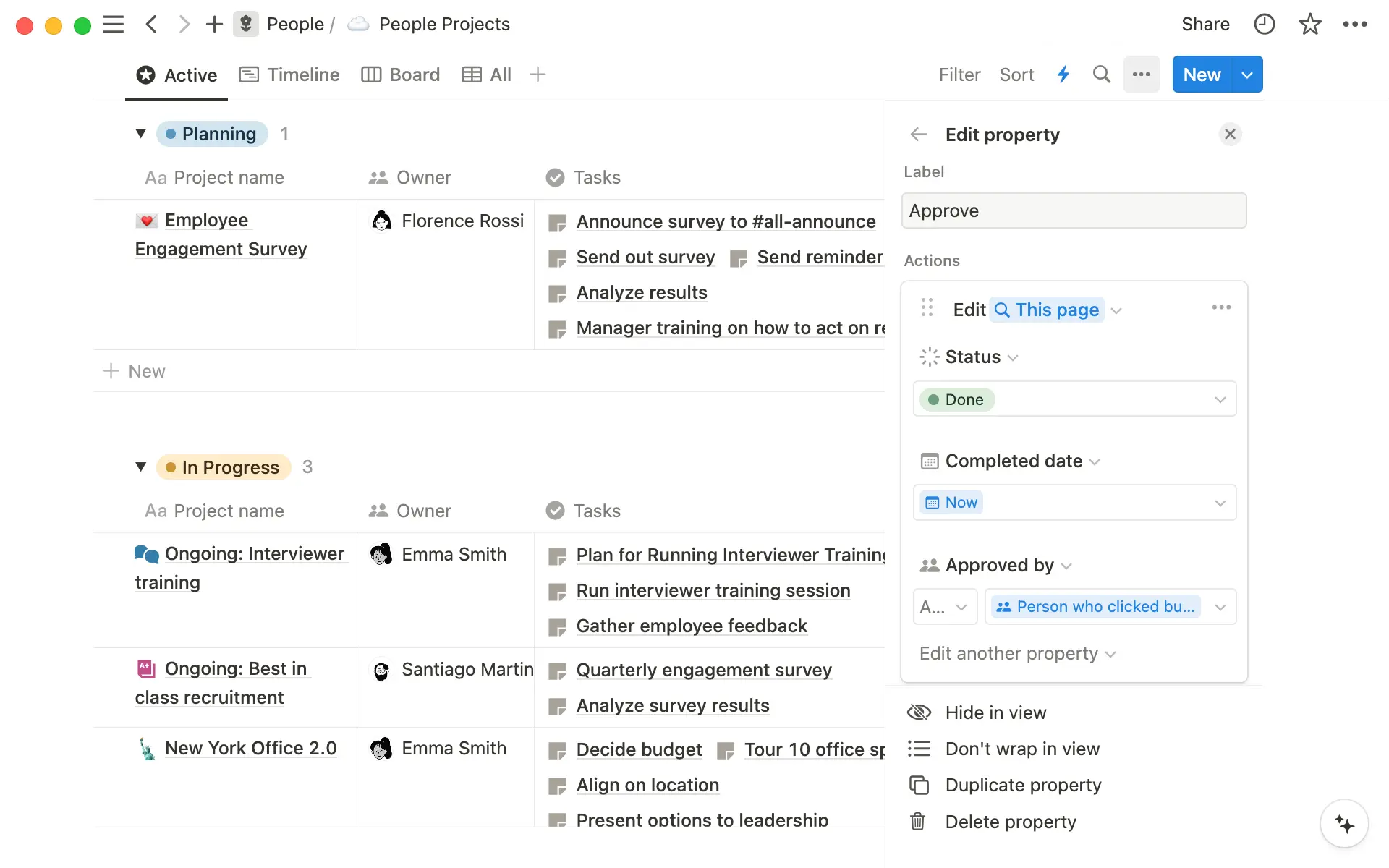 ボタンプロパティを編集して、必要なすべてのステップを追加します。