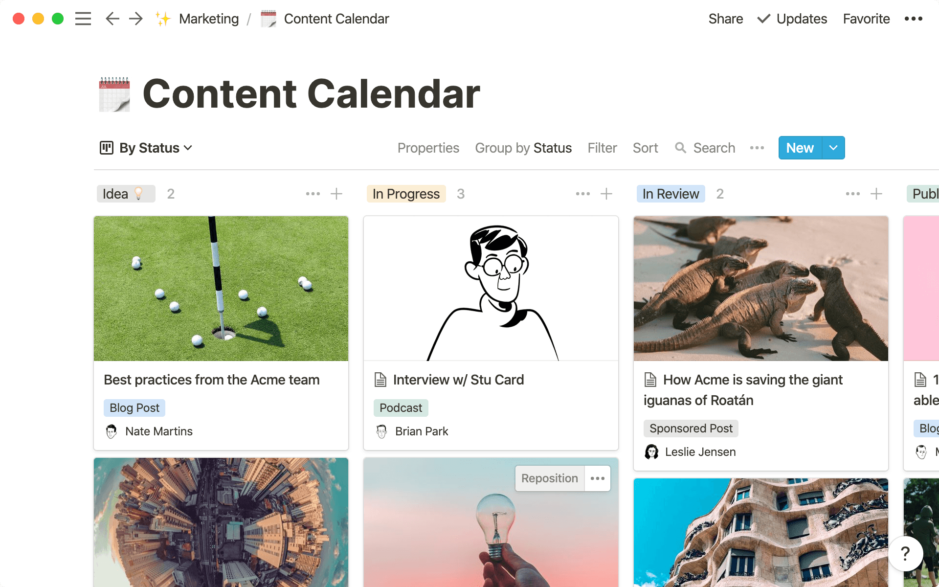 Marketing - content calendar