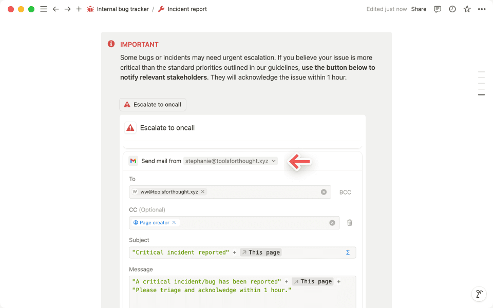 関数をカスタマイズして、通知を受け取るメンバーとメール本文を管理します。