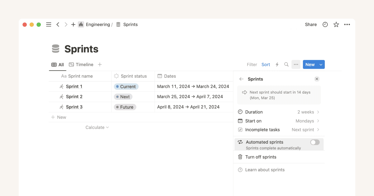 スプリント: Notionのスプリント管理システムでシンプルに