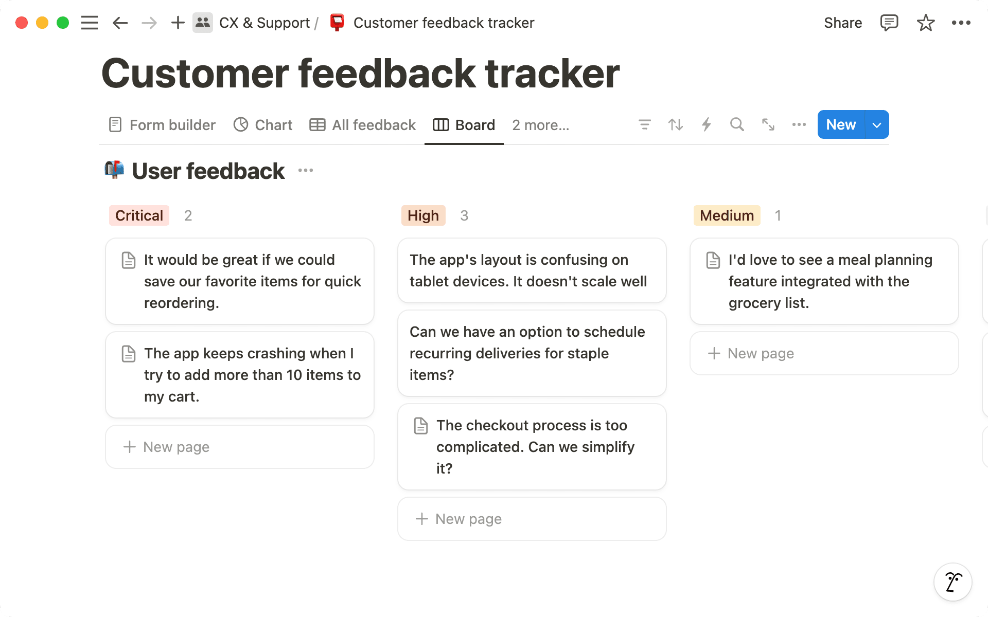 データベースビューの横にある三点ドットメニューをクリックしてボードビューを作成します