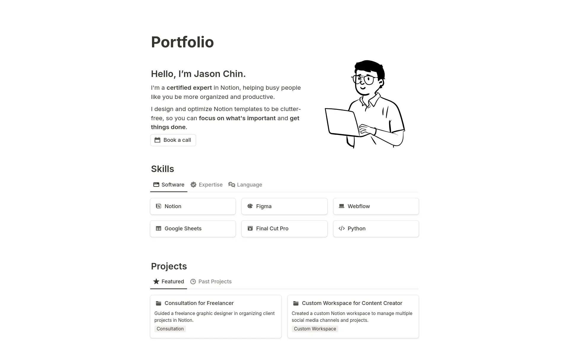 Screenshot of Top Free Portfolio Templates collection by Notion