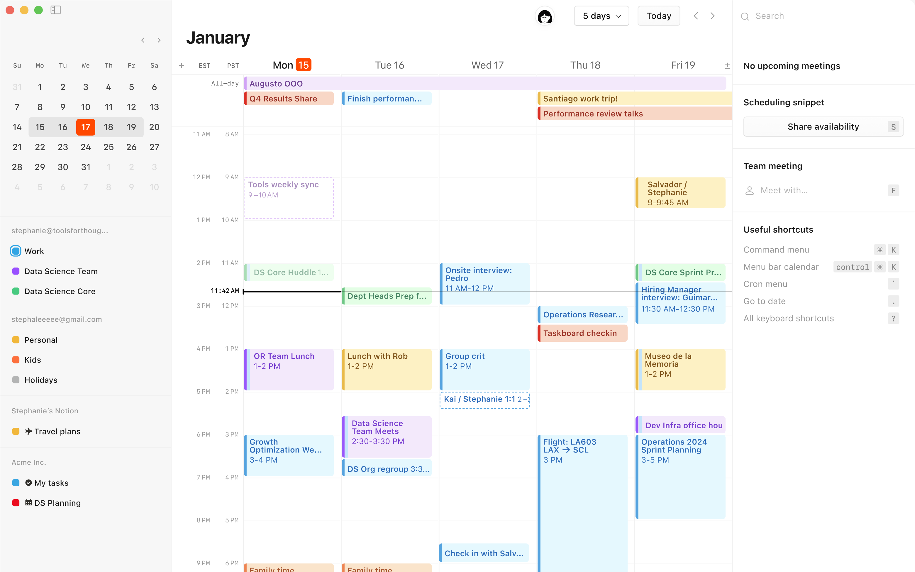 Et skjermbilde av Notion Calendar på datamaskinen